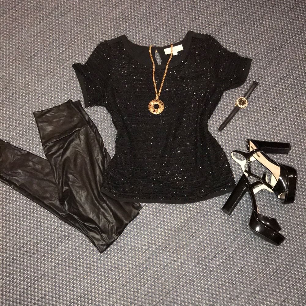 👑🖤THE LOFT SEQUINS & FUZZ DRESSY T🖤👑MEDIUM🖤👑